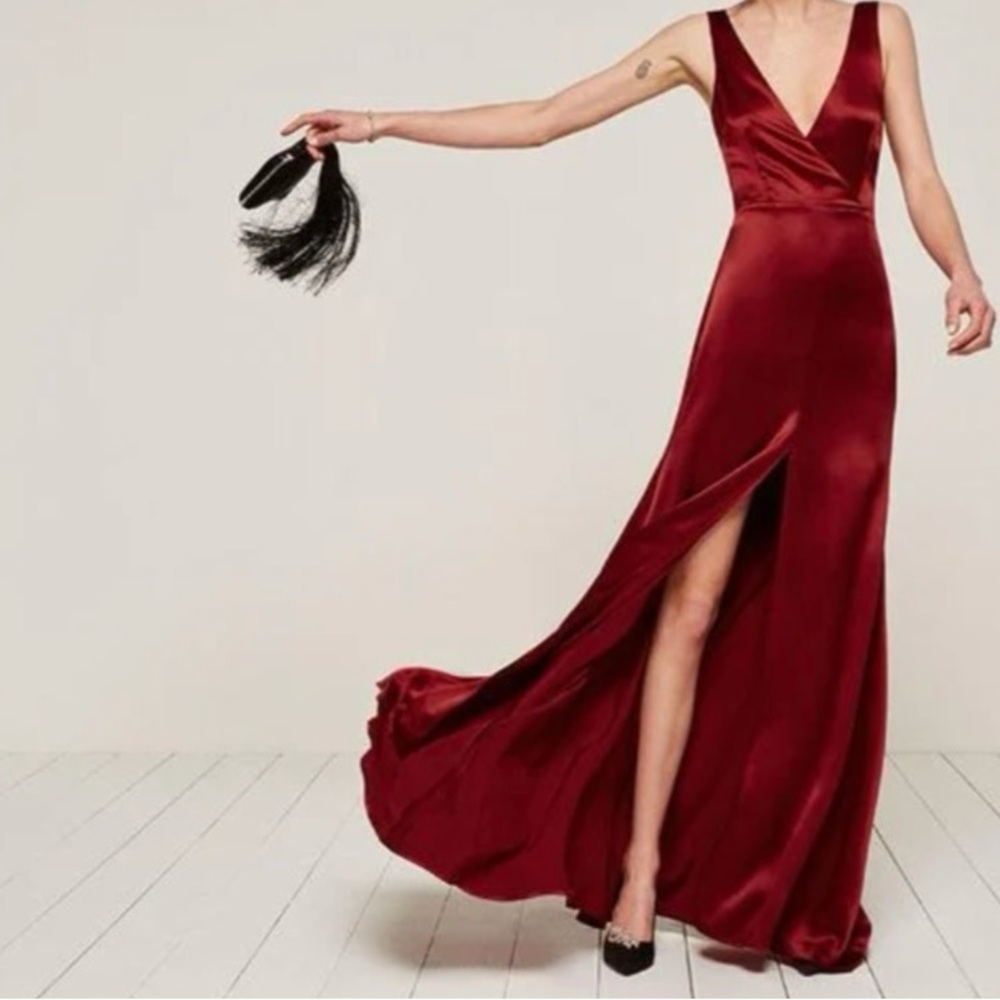 Reformation Red Satin Dress - Size S